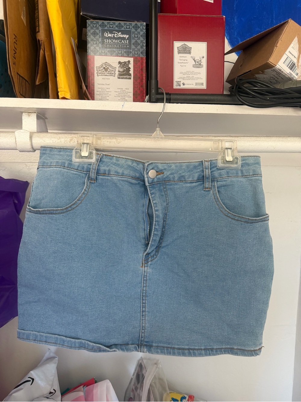 Classic Light Wash Denim Mini Skirt